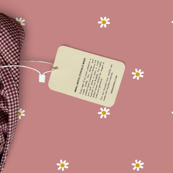 Rat Boi Women's Burgundy Gingham Swimsuit-one-piece - Picture 5 of 6